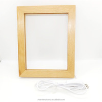 Coloré lumière chaude 3D fantôme cadre Photo lumière cadre en bois LED bricolage acrylique veilleuse Base en bois présentoir