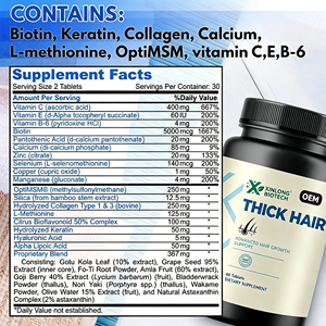 Compresse per il Supporto dei Capelli con <span class=keywords><strong>Biotina</strong></span>, Cheratina, Collagene, MSM, Vitamina C, <span class=keywords><strong>E</strong></span>, B6, 60 Compresse per Adulti, OEM ODM Etichetta Privata, Integratore Alimentare - Product Image 5