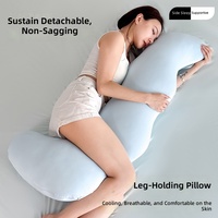 Oreiller ergonomique long en forme de S toutes saisons pour femme, design enveloppant pour dormir sur le côté, en polyester rafraîchissant, soutien cervical
