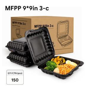 High Quality Disposable Microwavable Eco-friendly Rectangle Blister PP Plastic Food <b>Containers</b> 3 Compartments New Design Take - Product Image 1