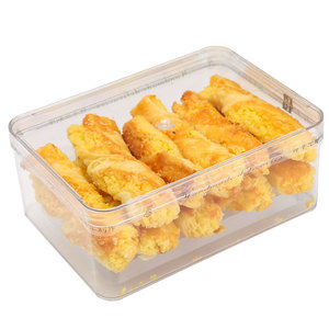 Boîte d'emballage rectangulaire en plastique rigide OEM, vente en gros, boîte cadeau pour produits secs, boîte à biscuits, couvercle transparent avec ruban adhésif - Product Image 1