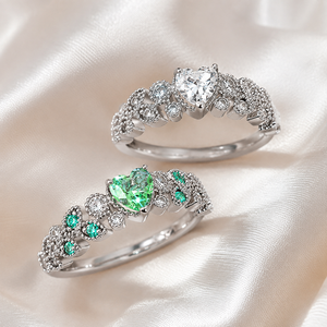 Anello con zirconi Ocean Heart per donna, gioielli romantici alla moda - Product Image 3