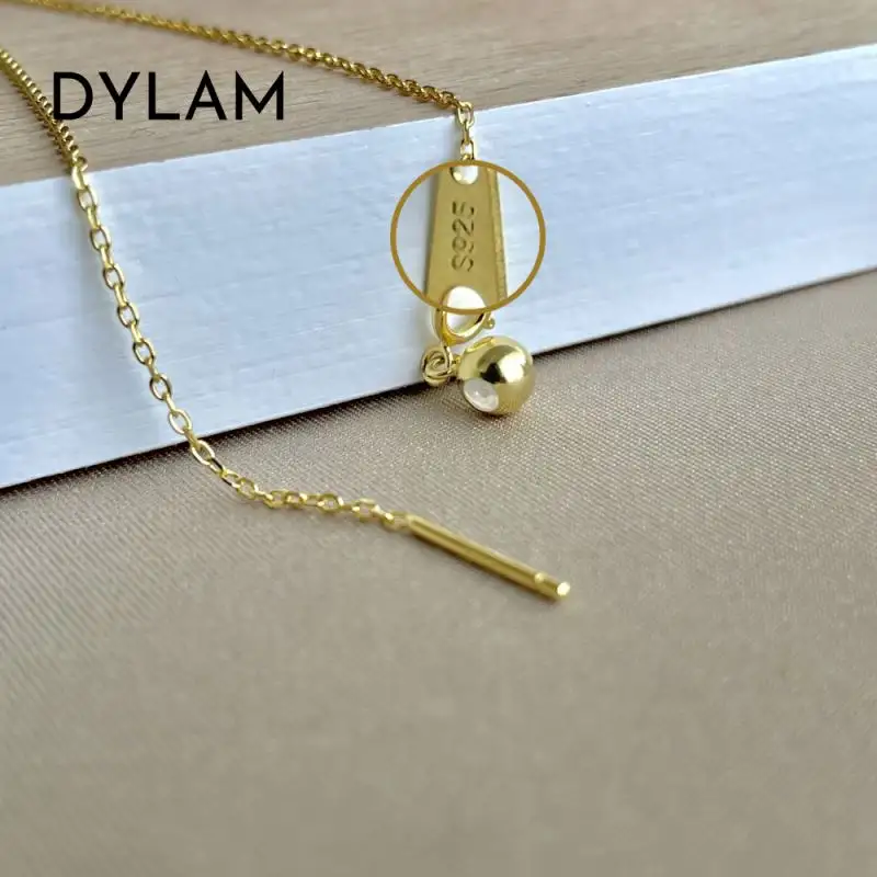 Dylam bolo colar de prata esterlina 925, corrente básica empilhável colar de prata