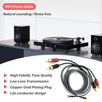 Câble audio Ataudio Hifi Phono Tonearm 2 RCA mâle-mâle 7N OFC pour signal phono et bras de lecteur, pour système home cinéma et enceintes