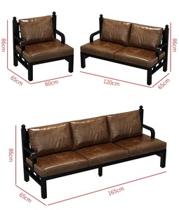 Conjunto de Sofás de Cuero PU Marrón Vintage para Restaurante, Mesa de Comedor de Metal Negro, Muebles de Comedor para <span class=keywords><strong>Bistro</strong></span>, Bar, Cafetería - Product Image 6