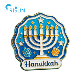 Magnete da Frigorifero Personalizzato con Stella di David, Menorah per <span class=keywords><strong>Buon</strong></span> Hanukkah, Spilla da Bavero, Distintivo, Spilla Smaltata Personalizzata per Hanukkah - Product Image 6