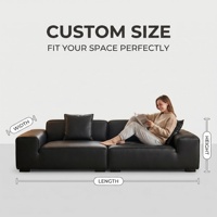 Canapé sectionnel moderne trois places avec dossier en cuir véritable, accoudoirs rembourrés, assise en éponge, acier inoxydable, durable pour hôtel et villa