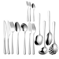 Ensemble de couverts polis miroir pour hôtel, restaurant, traiteur, banquet de mariage et repas à domicile – Cuillère à dessert, cuillère à café, couteau, fourchette