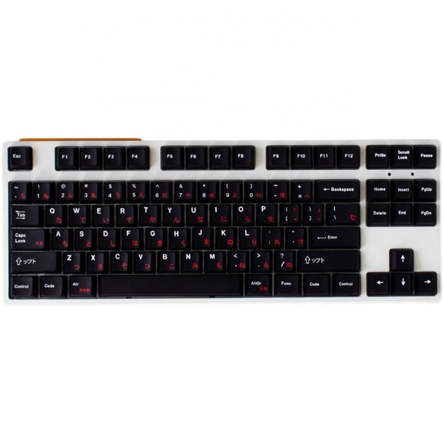 GMK White on Black Red Cyrillic PBT Keycaps Sublimation 129 Keys Cherry Profile for 64/84/960  Mechanical Keyboard