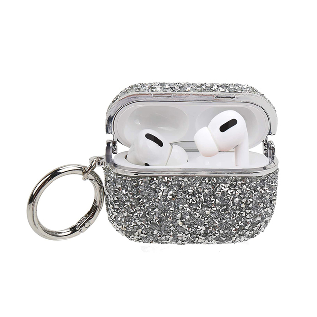 For Airpods Case Diamond,HOCAYU Luxury Girl Bling Bling Glitter Diamond Protective Case With Clip for Airpods Pro Caso