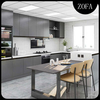 Îlot de cuisine moderne en bois modulaire personnalisé, blanc, avec robinet en acrylique, plan de travail en quartz, évier inclus, marque Zofa, fabriqué en Chine