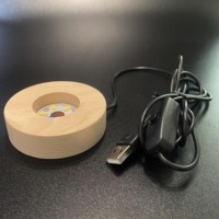 Lumière de décoration à affichage rond led en bois, boule de cristal 3d, base de lampe pour enfants, veilleuse