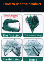 Filet de pêche pliable à double nœud en nylon haute résistance pour attraper poissons, crevettes, vairons et crabes