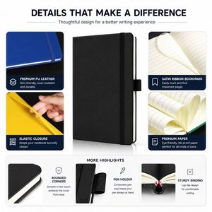 Carnet de notes en cuir PU personnalisé A5 A6 avec sangle élastique, journal imprimé avec logo de marque, bloc-notes, carnet de notes en gros - Product Image 3