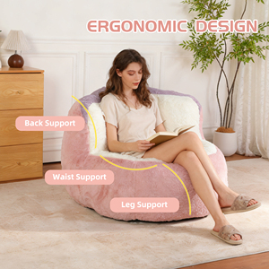 <b>Round</b> Oversized Ergonomic Bean Bag <b>Chair</b>, Soft Fabric Single Seat Leisure Beanbag <b>Sofa</b> for Home Indoor Use - Product Image 5
