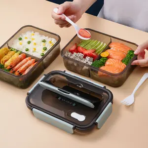 Boîte à bento de casse-croûte de réchauffeur de nourriture de micro-ondes étanche boîte à lunch transparente de compartiment pour des enfants récipient de stockage de nourriture avec des couvercles
