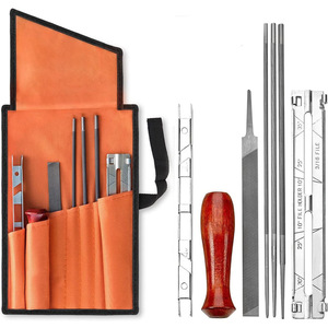 <span class=keywords><strong>Set</strong></span> di Kit di affilatura motosega professionale da 10 pezzi con manico in legno duro diamantato rotondo/piatto per affila barra - Product Image 1