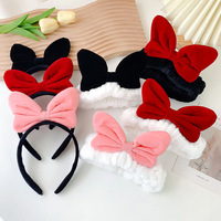 Nouveau Bandeau Élégant en Tissu Peluche avec Grand Nœud, Conçu pour le Lavage du Visage, Mignon, Fait Main, Accessoire Cheveux Femme, Performance Scénique, Dessin Animé