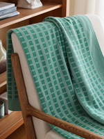 Plaid tricoté 100 % coton couleur unie style nordique moderne pour l'été, la climatisation, la décoration décontractée du canapé et l'utilisation en avion