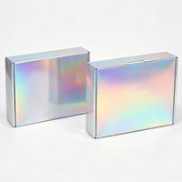 Boîte d'emballage cosmétique portable de luxe avec logo personnalisé, holographique, écologique, boîte cadeau en papier irisé, palette de fards à paupières, rouge à lèvres