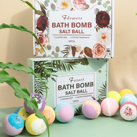 Boules de sel de bain personnalisées aux fleurs séchées Coffret cadeau Douche de spa Bain d'aromathérapie Bombe de bain moussante effervescente
