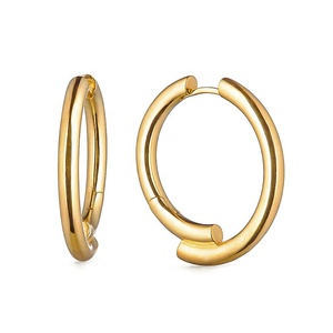 Gemnel Alltags kleidung moderner Schmuck 18 Karat Gold für Frauen röhrenförmige große Kreis Creolen - Product Image 1