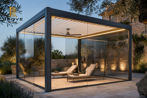 Pérgola de Aluminio para Exteriores RKOVE, Moderna, Rectangular, con Techo de Láminas y Luces LED, Resistente a la Intemperie, con Marco con Recubrimiento en Polvo - Product Image 4