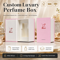 Boîte d'emballage rigide de luxe en forme de livre pour parfum, papier texturé personnalisé, gaufrage à chaud, fermeture magnétique recyclable, boîte cadeau