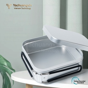 Aluminum Square Roasting Pan With Lid <b>Portable</b> Outdoor Camping Cookware Minimalist Design Polished Finish - Product Image 2