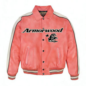 Chaqueta de Aviador de Cuero de Cordero con Bordado, Estampado y Relieve Personalizados para Hombre, Fabricante de Ropa Urbana OEM, Tallas Grandes - Product Image 6