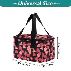 Sac isotherme compact pour repas, motif Anthurium Rouge Hawaïen, avec poignées courtes, personnalisable avec logo, idéal pour les repas quotidiens - Product Image 2