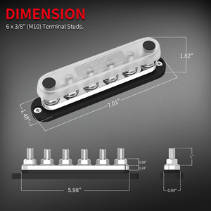 บล็อกจ่ายไฟแบบขายส่ง 300a 48V บัสบาร์ทองแดง ขั้วต่อ 6xM10 Stud ได้รับการรับรองมาตรฐาน Rohs & CE สำหรับยานยนต์ทางทะเล พลังงานแสงอาทิตย์ - Product Image 2