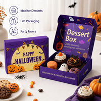 Boîte d'expédition en carton ondulé pliable, écologique et recyclable, en matériaux recyclés, thème Halloween, violette, avec logo personnalisé et doublure en mousse, pour fête