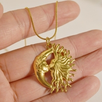 Collier de couple MECYLIFE Kiss Jewelry, pendentif soleil et lune, acier inoxydable, cadeau d'amour pour couple, cadeaux de la Saint-Valentin