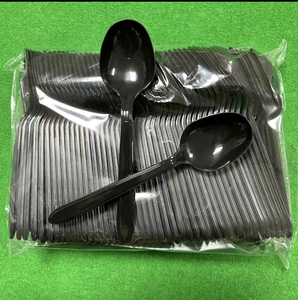 Cuillères jetables en polypropylène noir <span class=keywords><strong>de</strong></span> <span class=keywords><strong>qualité</strong></span> alimentaire, écologiques, emballées individuellement, <span class=keywords><strong>vaisselle</strong></span> personnalisée en vrac - Product Image 2