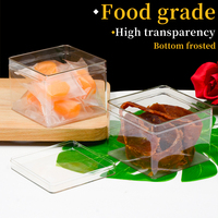 Contenant Carré Transparent en Plastique PET pour Desserts Tiramisu, Biscuits, Pâtisseries, Aliments et Fruits Secs avec Couvercle