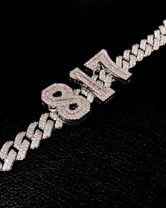 817ดีไซน์ที่มีความอยากทำจาก925แข็งสีเงินพร้อม VVS Moissanite กำไลข้อมือคิวบาสายโซ่สำหรับผู้ชายเครื่องประดับฮิปฮอป - Product Image 3