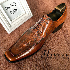 Chaussures en cuir coloré italiennes faites à la main pour hommes, tenue de travail formelle, cuir véritable haut de gamme, style britannique, chaussures de bureau - Product Image 3