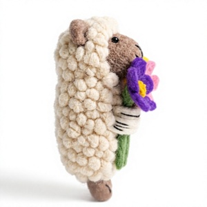 Handmade White Certified Wool <b>Felt</b> Sheep Flower Bouquet Wall Hanging Decor Cartoon <b>Animal</b> Ornament Eco-Friendly Christmas Small - Product Image 3