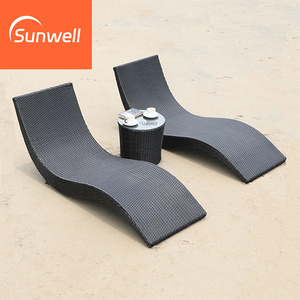 Meubles de piscine extérieure Chaises longues en osier en forme de S Chaise longue d'hôtel en rotin Chaises longues en osier pour tous les temps - Product Image 4