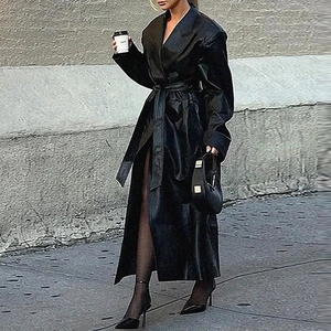 Un nuovo <span class=keywords><strong>Trench</strong></span> lungo autunno e inverno da <span class=keywords><strong>donna</strong></span> alla moda e alla moda con risvolto e cintura - Product Image 3