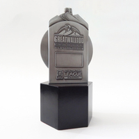 Trofeo de alta calidad personalizado de metal, de madera, plata, para tenis de mesa, con su logotipo, trofeo deportivo