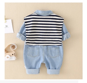 Combinaison en jean pour bébé garçon et fille RTS, automne, coton, faux deux pièces, poches, combinaison douce pour bébé, vêtements pour bébé - Product Image 3