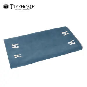 Tiff Home New Product Explosion 240*70cm Organic Blue Suede Fabric Letter H Bed Throw Blanket