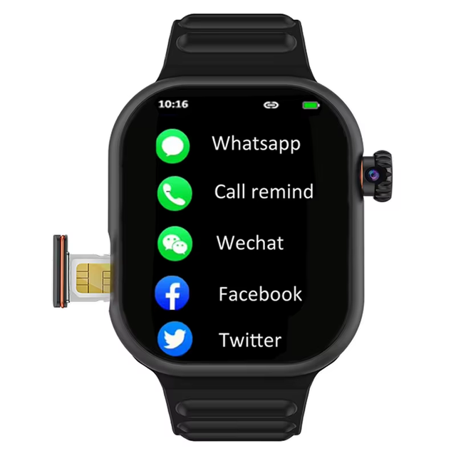 Stylish GPS Smartwatch with Camera 4G Compatible with APP E-SIM Calendar IP68 Waterproof 5-10 Days Battery Life Answer Calls