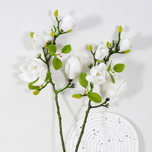 Flower Delight Magnolia, Flores Artificiales de Plástico PU, PVC Suave, Hechas a Mano, Decoración Moderna para el Hogar, Arreglos Florales para Bodas - Product Image 3
