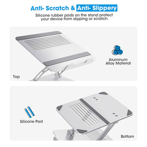 <span class=keywords><strong>Support</strong></span> pour <span class=keywords><strong>ordinateur</strong></span> <span class=keywords><strong>portable</strong></span> en aluminium, hauteur et angle réglables, pliable, <span class=keywords><strong>portable</strong></span>, avec coussinets en silicone, gris argenté, noir, 820g, pour tablettes jusqu'à <span class=keywords><strong>17</strong></span> <span class=keywords><strong>pouces</strong></span> - Product Image 5
