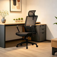 Chaise de bureau ergonomique pivotante moderne en maille noire avec appui-tête réglable pour le bureau à domicile