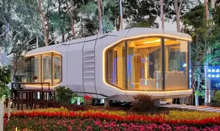 Luxury prefab boat house space capsule house vessel modern log cabin