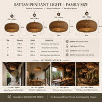 Lampe suspendue en rotin synthétique IP54, lampe LED pour villa, patio, jardin, hôtel, projet